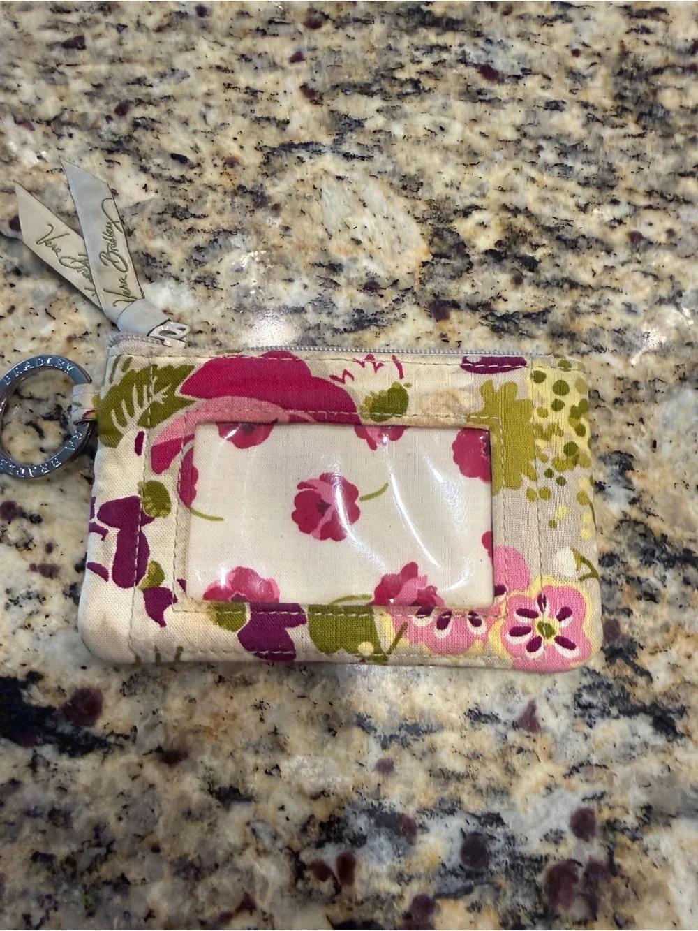 Vera Bradley Floral Canvas ID Card Holder - Pink, Magenta & Olive